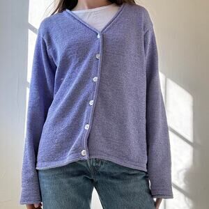 Vintage Tribeca Studio Purple Knit Cardigan Medium Spring Y2K